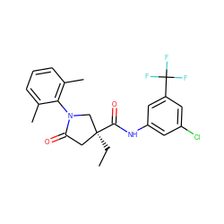 CC[C@]1(C(=O)Nc2cc(Cl)cc(C(F)(F)F)c2)CC(=O)N(c2c(C)cccc2C)C1 ZINC000116639751