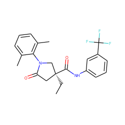 CC[C@]1(C(=O)Nc2cccc(C(F)(F)F)c2)CC(=O)N(c2c(C)cccc2C)C1 ZINC000198437198