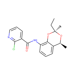 CC[C@]1(C)Oc2c(NC(=O)c3cccnc3Cl)cccc2[C@H](C)O1 ZINC000103185805