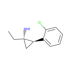 CC[C@]1(N)C[C@@H]1c1ccccc1Cl ZINC000144341360