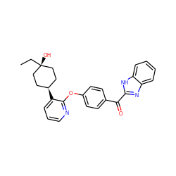 CC[C@]1(O)CC[C@@H](c2cccnc2Oc2ccc(C(=O)c3nc4ccccc4[nH]3)cc2)CC1 ZINC000144041190