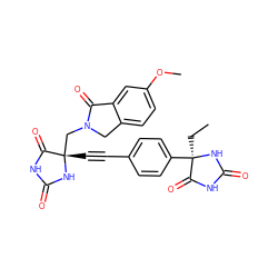 CC[C@]1(c2ccc(C#C[C@@]3(CN4Cc5ccc(OC)cc5C4=O)NC(=O)NC3=O)cc2)NC(=O)NC1=O ZINC000146513910