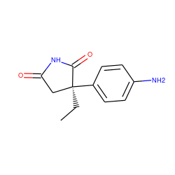 CC[C@]1(c2ccc(N)cc2)CC(=O)NC1=O ZINC000005140044