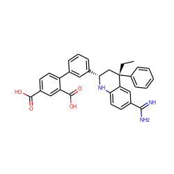 CC[C@]1(c2ccccc2)C[C@@H](c2cccc(-c3ccc(C(=O)O)cc3C(=O)O)c2)Nc2ccc(C(=N)N)cc21 ZINC000103240963