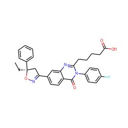 CC[C@]1(c2ccccc2)CC(c2ccc3c(=O)n(-c4ccc(F)cc4)c(CCCCC(=O)O)nc3c2)=NO1 ZINC000103240745