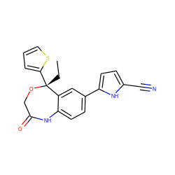 CC[C@]1(c2cccs2)OCC(=O)Nc2ccc(-c3ccc(C#N)[nH]3)cc21 ZINC000040421417