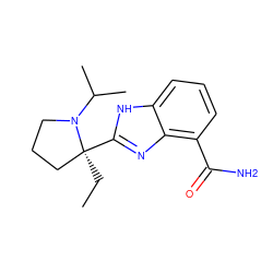 CC[C@]1(c2nc3c(C(N)=O)cccc3[nH]2)CCCN1C(C)C ZINC000040974344