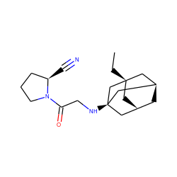 CC[C@]12C[C@@H]3C[C@H](C1)C[C@](NCC(=O)N1CCC[C@H]1C#N)(C3)C2 ZINC000103271698