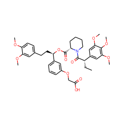 CC[C@H](C(=O)N1CCCC[C@H]1C(=O)O[C@H](CCc1ccc(OC)c(OC)c1)c1cccc(OCC(=O)O)c1)c1cc(OC)c(OC)c(OC)c1 ZINC000024433235