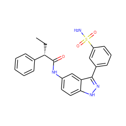 CC[C@H](C(=O)Nc1ccc2[nH]nc(-c3cccc(S(N)(=O)=O)c3)c2c1)c1ccccc1 ZINC000299832272