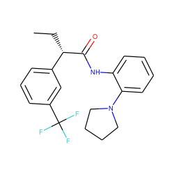 CC[C@H](C(=O)Nc1ccccc1N1CCCC1)c1cccc(C(F)(F)F)c1 ZINC000095555008