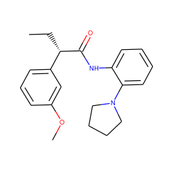 CC[C@H](C(=O)Nc1ccccc1N1CCCC1)c1cccc(OC)c1 ZINC000095554978