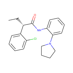 CC[C@H](C(=O)Nc1ccccc1N1CCCC1)c1ccccc1Cl ZINC000095554312