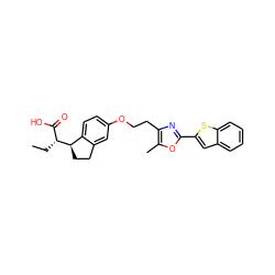 CC[C@H](C(=O)O)[C@@H]1CCc2cc(OCCc3nc(-c4cc5ccccc5s4)oc3C)ccc21 ZINC000028563868