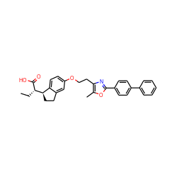 CC[C@H](C(=O)O)[C@@H]1CCc2cc(OCCc3nc(-c4ccc(-c5ccccc5)cc4)oc3C)ccc21 ZINC000028565983