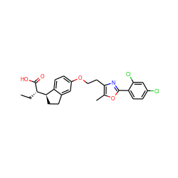 CC[C@H](C(=O)O)[C@@H]1CCc2cc(OCCc3nc(-c4ccc(Cl)cc4Cl)oc3C)ccc21 ZINC000028565840