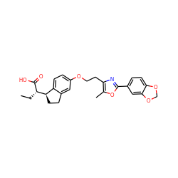 CC[C@H](C(=O)O)[C@@H]1CCc2cc(OCCc3nc(-c4ccc5c(c4)OCO5)oc3C)ccc21 ZINC000028565607