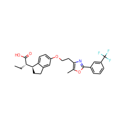 CC[C@H](C(=O)O)[C@@H]1CCc2cc(OCCc3nc(-c4cccc(C(F)(F)F)c4)oc3C)ccc21 ZINC000028565565