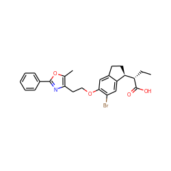 CC[C@H](C(=O)O)[C@@H]1CCc2cc(OCCc3nc(-c4ccccc4)oc3C)c(Br)cc21 ZINC000028566182