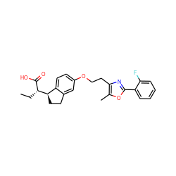 CC[C@H](C(=O)O)[C@@H]1CCc2cc(OCCc3nc(-c4ccccc4F)oc3C)ccc21 ZINC000028566070