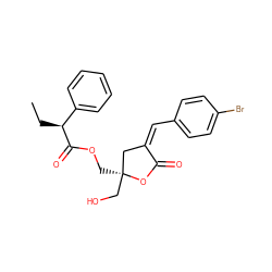 CC[C@H](C(=O)OC[C@]1(CO)C/C(=C/c2ccc(Br)cc2)C(=O)O1)c1ccccc1 ZINC000040394924