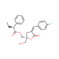 CC[C@H](C(=O)OC[C@]1(CO)C/C(=C/c2ccc(F)cc2)C(=O)O1)c1ccccc1 ZINC000040405501