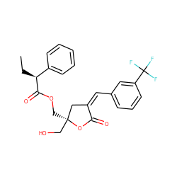 CC[C@H](C(=O)OC[C@]1(CO)C/C(=C/c2cccc(C(F)(F)F)c2)C(=O)O1)c1ccccc1 ZINC000040893835