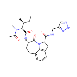 CC[C@H](C)[C@@H](C(=O)N[C@H]1CCc2cccc3c2N(C1=O)[C@H](C(=O)NCc1cn[nH]n1)C3)N(C)C(C)=O ZINC000026284295