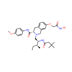 CC[C@H](C)[C@@H](CN1Cc2cc(OCC(=O)NO)ccc2C[C@H]1C(=O)Nc1ccc(OC)cc1)NC(=O)CC(C)(C)C ZINC000072119800