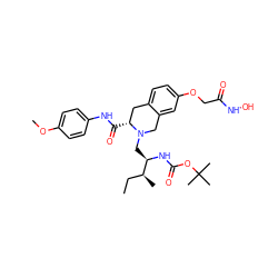 CC[C@H](C)[C@@H](CN1Cc2cc(OCC(=O)NO)ccc2C[C@H]1C(=O)Nc1ccc(OC)cc1)NC(=O)OC(C)(C)C ZINC000072119846