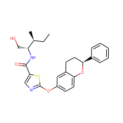 CC[C@H](C)[C@@H](CO)NC(=O)c1cnc(Oc2ccc3c(c2)CC[C@@H](c2ccccc2)O3)s1 ZINC000169710628