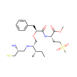 CC[C@H](C)[C@@H](CO[C@@H](Cc1ccccc1)C(=O)N[C@@H](CCS(C)(=O)=O)C(=O)OC)NC[C@@H](N)CS ZINC000022450218