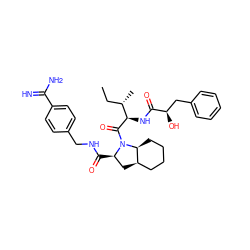 CC[C@H](C)[C@@H](NC(=O)[C@H](O)Cc1ccccc1)C(=O)N1[C@H](C(=O)NCc2ccc(C(=N)N)cc2)C[C@@H]2CCCC[C@@H]21 ZINC000028903377