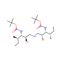 CC[C@H](C)[C@@H](NC(=O)OC(C)(C)C)[C@H](O)CNC[C@@H](O)[C@@H](NC(=O)OC(C)(C)C)[C@H](C)CC ZINC000029416094