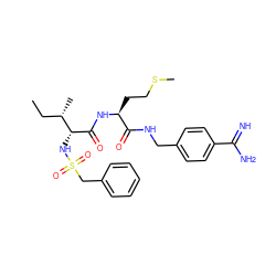 CC[C@H](C)[C@@H](NS(=O)(=O)Cc1ccccc1)C(=O)N[C@@H](CCSC)C(=O)NCc1ccc(C(=N)N)cc1 ZINC000042920550