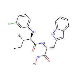 CC[C@H](C)[C@@H](Nc1cccc(Cl)c1)C(=O)N[C@H](Cc1cc2ccccc2[nH]1)C(=O)NO ZINC000026502365