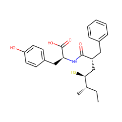 CC[C@H](C)[C@@H](S)C[C@@H](Cc1ccccc1)C(=O)N[C@@H](Cc1ccc(O)cc1)C(=O)O ZINC000029549645