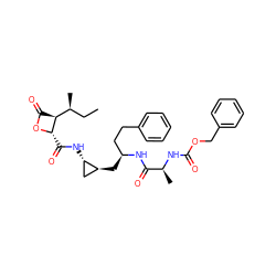 CC[C@H](C)[C@@H]1C(=O)O[C@H]1C(=O)N[C@H]1C[C@@H]1C[C@@H](CCc1ccccc1)NC(=O)[C@H](C)NC(=O)OCc1ccccc1 ZINC000169310146