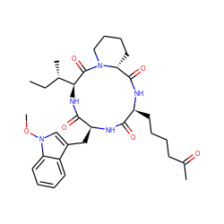 CC[C@H](C)[C@@H]1NC(=O)[C@H](Cc2cn(OC)c3ccccc23)NC(=O)[C@H](CCCCC(C)=O)NC(=O)[C@H]2CCCCN2C1=O ZINC000044351423