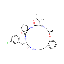 CC[C@H](C)[C@@H]1NC[C@@H](C)Oc2ccccc2CCCNC(=O)[C@H](Cc2cccc(Cl)c2)NC(=O)C2(CCCC2)NC1=O ZINC001772593245