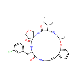 CC[C@H](C)[C@@H]1NC[C@H](C)Oc2ccccc2/C=C\CNC(=O)[C@H](Cc2cccc(Cl)c2)NC(=O)[C@]2(CCOC2)NC1=O ZINC001772607167