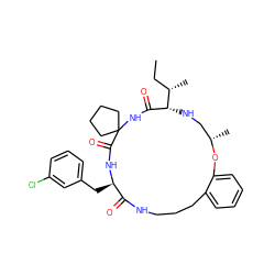 CC[C@H](C)[C@@H]1NC[C@H](C)Oc2ccccc2CCCNC(=O)[C@@H](Cc2cccc(Cl)c2)NC(=O)C2(CCCC2)NC1=O ZINC000202961802