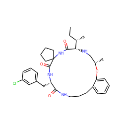 CC[C@H](C)[C@@H]1NC[C@H](C)Oc2ccccc2CCCNC(=O)[C@H](Cc2cccc(Cl)c2)NC(=O)C2(CCCC2)NC1=O ZINC001772593246