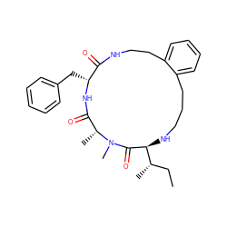 CC[C@H](C)[C@@H]1NCCCc2ccccc2CCNC(=O)[C@@H](Cc2ccccc2)NC(=O)[C@@H](C)N(C)C1=O ZINC000073195863