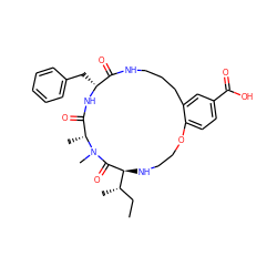 CC[C@H](C)[C@@H]1NCCOc2ccc(C(=O)O)cc2CCCNC(=O)[C@@H](Cc2ccccc2)NC(=O)[C@@H](C)N(C)C1=O ZINC001772645484