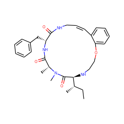 CC[C@H](C)[C@@H]1NCCOc2ccccc2/C=C\CNC(=O)[C@@H](Cc2ccccc2)NC(=O)[C@@H](C)N(C)C1=O ZINC001772649517