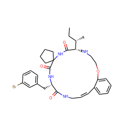 CC[C@H](C)[C@@H]1NCCOc2ccccc2/C=C\CNC(=O)[C@H](Cc2cccc(Br)c2)NC(=O)C2(CCCC2)NC1=O ZINC001772638950