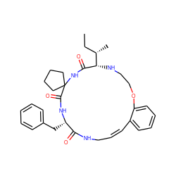 CC[C@H](C)[C@@H]1NCCOc2ccccc2/C=C\CNC(=O)[C@H](Cc2ccccc2)NC(=O)C2(CCCC2)NC1=O ZINC001772622168