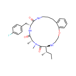 CC[C@H](C)[C@@H]1NCCOc2ccccc2CCCNC(=O)[C@@H](Cc2ccc(F)cc2)NC(=O)[C@@H](C)N(C)C1=O ZINC000201377823