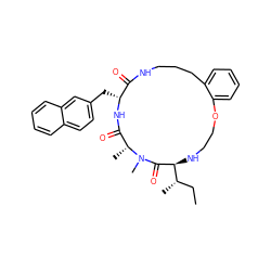 CC[C@H](C)[C@@H]1NCCOc2ccccc2CCCNC(=O)[C@@H](Cc2ccc3ccccc3c2)NC(=O)[C@@H](C)N(C)C1=O ZINC001772639462